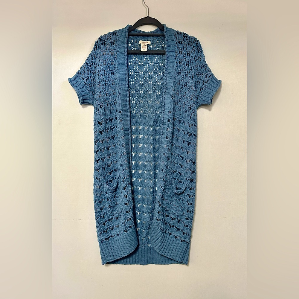 Sundance Catalog Chunky Cable Knit Short Sleeve Cardigan size M